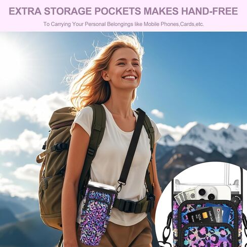 Watter Bottle Carrier Bag with Detachable Pocket Compatible with Stanley& Simple Morden 40oz Tumbler with Handle,Water Cup Holder with Adjustable Shoulder Strap& Carabiner for Stanley Cup Accessories in Saudi Arabia