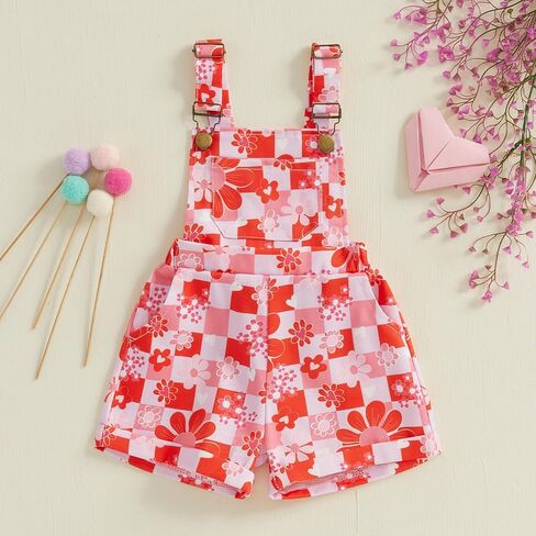Toddler Baby Girl Romper Floral Print Clothes Outfits Sleeveless with Pocket Girls Summer One Piece Jumpsuits in Kuwait
