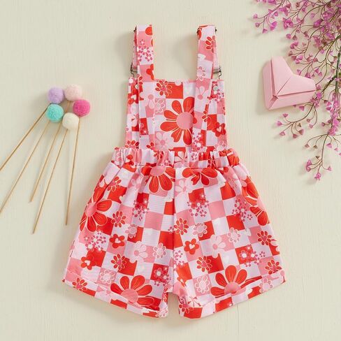Toddler Baby Girl Romper Floral Print Clothes Outfits Sleeveless with Pocket Girls Summer One Piece Jumpsuits in Kuwait