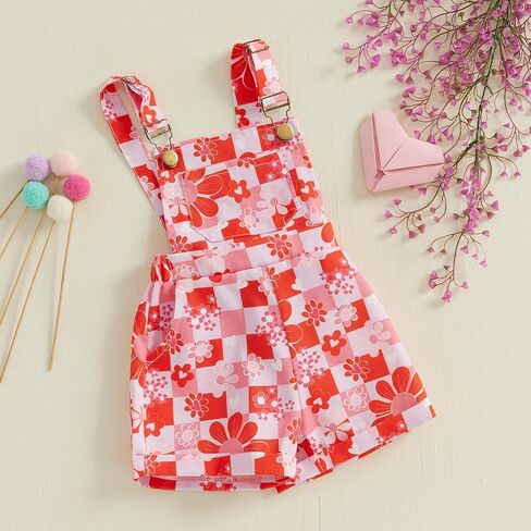 Toddler Baby Girl Romper Floral Print Clothes Outfits Sleeveless with Pocket Girls Summer One Piece Jumpsuits in Kuwait