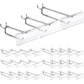 خطاف مسح معدني من Thyle مع حامل ملصق للوحة Pegboard مقاس 1/8 بوصة إلى 1/4 بوصة، وخطاطيف لوحة Pegboard مع بطاقة السعر، وإكسسوارات جدار Pegboard، وخطافات معدنية لمستلزمات العرض بالتجزئة في المرآب المنزلي (50 قطعة، 11 بوصة)