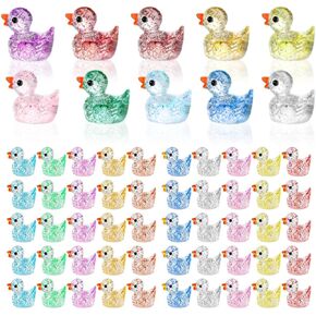 HOTTuoHong Mini Ducks Bulk,Tiny Ducks,Mini Resin Ducks Miniature Duck Figures Ornament Little Ducks for Craft,Dollhouse,Home Decorations Birthday Party Gift(100 Pcs, Multicolor)