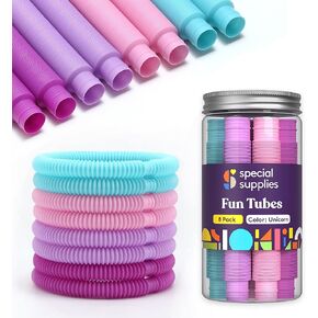 Special Supplies Fun Pull and Stretch Tubes for Kids - Pop, Bend, Build, and Connect Toy, Provide Tactile and Auditory Sensory Play, Colorful, Heavy-Duty Plastic (30)