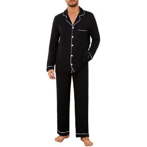 U2SKIIN Mens Ultra Soft Pajama Set, Stretch Long Sleeve Lounge Pjs Button-Down Lightweight & Cozy Sleepwear in Kuwait