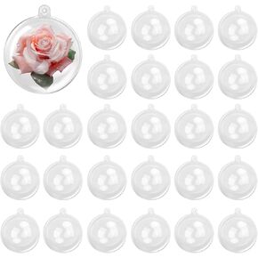 80 Pcs 2.76 Inch Clear Acrylic Fillable Balls, Christmas DIY Fillable Ornaments Balls, Acrylic Ornaments Ball for Christmas, Holidays, Weddings, Parties, and Home Decor