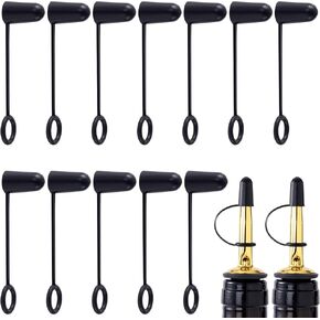 OIIKI Rubber Liquor Pour Caps, 30 Pieces Spout Pourers Covers with Loop, Black Dustproof Liquor Bottles Spouts Caps