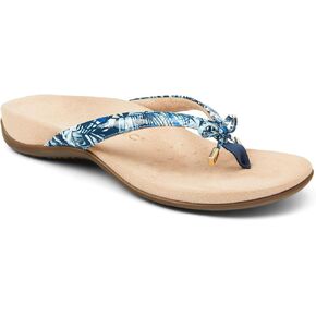 Vionic Women's Flip Flop Bella Sandal – Comfortable Sandals That Includes a Built-in Arch Support Gold Ribbed Metallic 6.5 Narrow