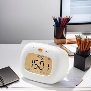 Kids Dinosaur Alarm Clock for Boys and Girls Bedroom, LED Cute Bedside Clock with Digital Display, Children's Sleep Trainer, Ok to Wake Light and Night Light, for Kids(Green)