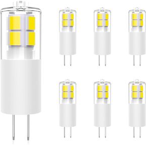 لمبة G4 LED 12V 3W أبيض دافئ - 6 عبوات، مصابيح إضاءة ذات جهد منخفض للمناظر الطبيعية، قاعدة JC ثنائية الدبوس، استبدال هالوجين موفر للطاقة 20 وات إلى 30 وات