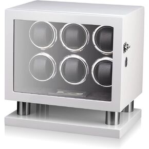 Watch Winder for 6 Watches with LED Backlight, LCD Display and Motor-Stop Option