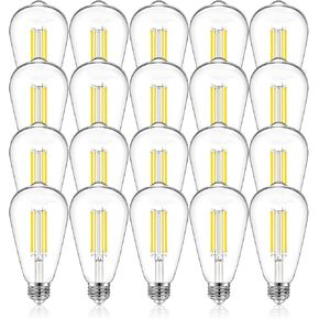 DAYBETTER 10 حزمة مصابيح LED، مصابيح LED عتيقة اديسون 60 وات مكافئة، ST58 مصابيح إضاءة LED عتيقة، E26 لمبة LED قابلة للتعتيم مع أبيض دافئ 2700K، سطوع 8W، 800LM، زجاج شفاف،