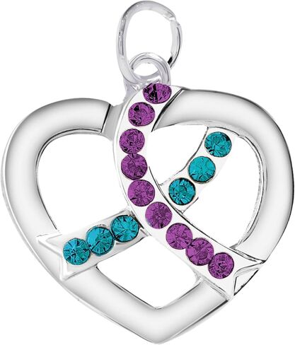 Teal & Purple Charms - Ribbon, Heart, Round Shaped for Sexual Assault & Suicide Prevention Awareness - Perfect for Jewelry Making, Bracelets, Necklaces, DIY Projects, Support Groups, Fundraisers, & More! in Saudi Arabia