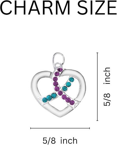 Teal & Purple Charms - Ribbon, Heart, Round Shaped for Sexual Assault & Suicide Prevention Awareness - Perfect for Jewelry Making, Bracelets, Necklaces, DIY Projects, Support Groups, Fundraisers, & More! in Saudi Arabia