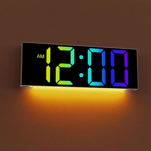 JALL 12'' Large Digital Wall Clock with Remote Control, Big LED Screen Dispaly, 8 RGB Colors, DST, Night Light for Living Room, Bedroom, Gift for Elderly in Saudi Arabia