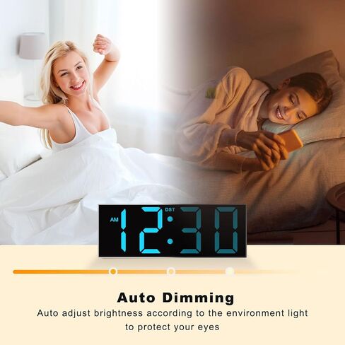 JALL 12'' Large Digital Wall Clock with Remote Control, Big LED Screen Dispaly, 8 RGB Colors, DST, Night Light for Living Room, Bedroom, Gift for Elderly in Saudi Arabia