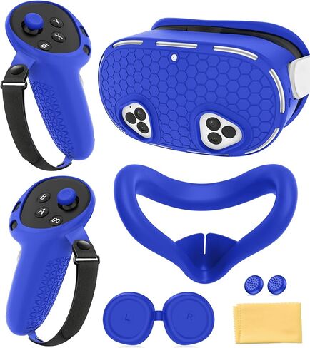 مجموعة غطاء سيليكون MS.Cleo متوافقة مع Meta/Oculus Quest 3S | مجموعة ملحقات الواقع الافتراضي، وسادة الوجه وغطاء الغلاف، مقابض وحدة التحكم، حماية العدسة، فتحات دقيقة، غير قابلة للانزلاق، غير مناسبة Quest 3 in Kuwait