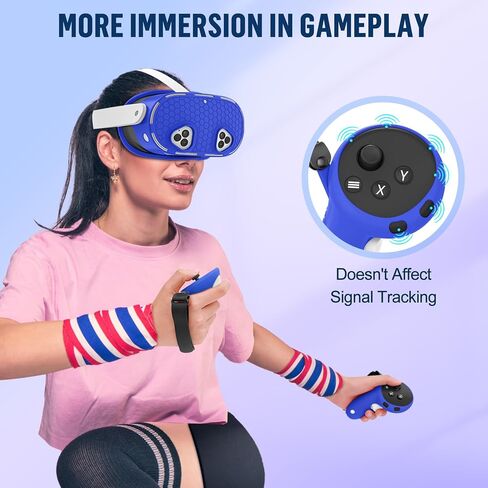 مجموعة غطاء سيليكون MS.Cleo متوافقة مع Meta/Oculus Quest 3S | مجموعة ملحقات الواقع الافتراضي، وسادة الوجه وغطاء الغلاف، مقابض وحدة التحكم، حماية العدسة، فتحات دقيقة، غير قابلة للانزلاق، غير مناسبة Quest 3 in Kuwait