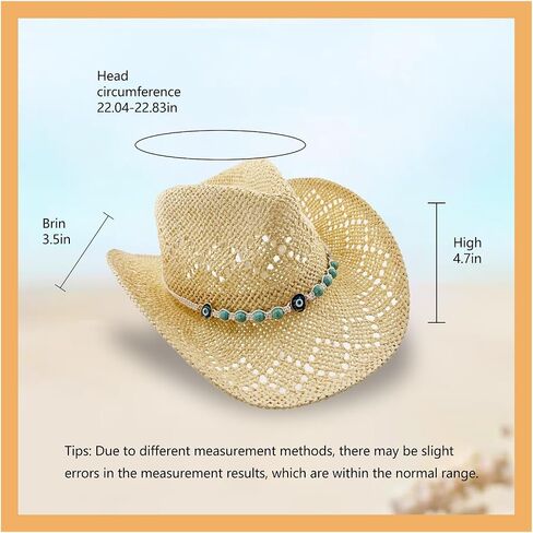 Straw Cowboy Hats, Cowgirl Sun Hats,Western Cowboy Hats for Men & Women's,Beach Hat, Woven Shapeable,Two Decorative Bands in Saudi Arabia