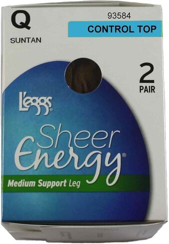 جوارب نسائية من L'eggs ذات طاقة شفافة مكونة من زوجين من الجوارب العلوية المعززة عند أصابع القدم in Kuwait