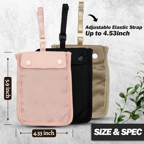 RFID Undercover Bra Wallet - Hidden Travel Pouch with Adjustable Elastic Strap for Credit Cards, Money, and Valuables - Secret Stash Pocket for All Bra Sizes (Beige) in Saudi Arabia