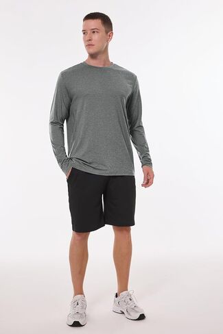 تي شيرت بأكمام طويلة من URATOT للرجال تي شيرت مقاوم للرطوبة سريع الجفاف وأكمام طويلة للحماية من الشمس تي شيرت للجري in Kuwait