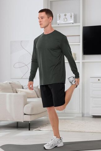 تي شيرت بأكمام طويلة من URATOT للرجال تي شيرت مقاوم للرطوبة سريع الجفاف وأكمام طويلة للحماية من الشمس تي شيرت للجري in Kuwait