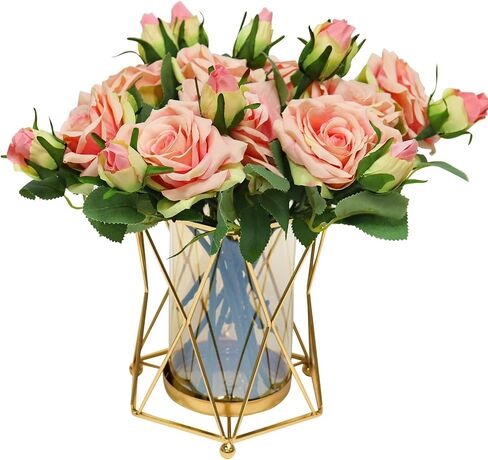 Faux Flowers with Vase, Silk Peony Bouquet Artificial Flowers in Vase, Fake Flowers Floral Arrangement for Home Decor Indoor, Table Centerpieces Flowers Decoration for Farmhouse (White Peony) in Saudi Arabia