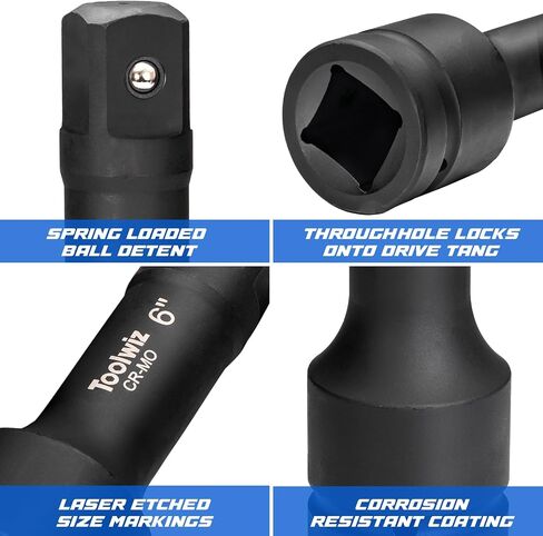 Toolwiz 3/4" Drive Impact Extension Bar 4", 6", 10" (3 Piece) Cr-Mo Steel, Expand the Range of Impact Drivers, Organized in PVC Box - Black 3/4 Drive Impact Socket Set 3/4 drive socket set in Saudi Arabia