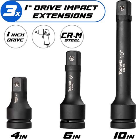 Toolwiz 3/4" Drive Impact Extension Bar 4", 6", 10" (3 Piece) Cr-Mo Steel, Expand the Range of Impact Drivers, Organized in PVC Box - Black 3/4 Drive Impact Socket Set 3/4 drive socket set in Saudi Arabia