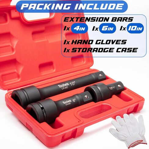 Toolwiz 3/4" Drive Impact Extension Bar 4", 6", 10" (3 Piece) Cr-Mo Steel, Expand the Range of Impact Drivers, Organized in PVC Box - Black 3/4 Drive Impact Socket Set 3/4 drive socket set in Saudi Arabia