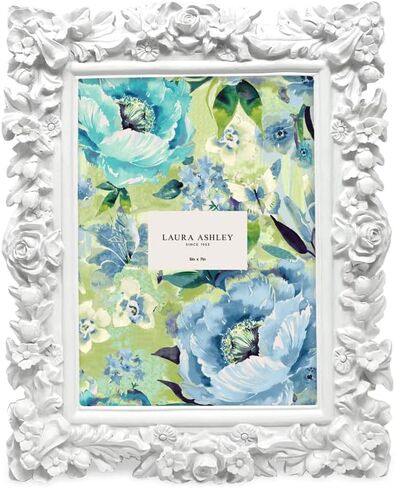 Laura Ashley 4x6 Pink Floral Textured Hand-Crafted Resin Picture Frame with Easel, for Tabletop & Wall Display, Decorative Floral Design Home Décor, Photo Gallery, Art & More (4x6, Pink) in Saudi Arabia
