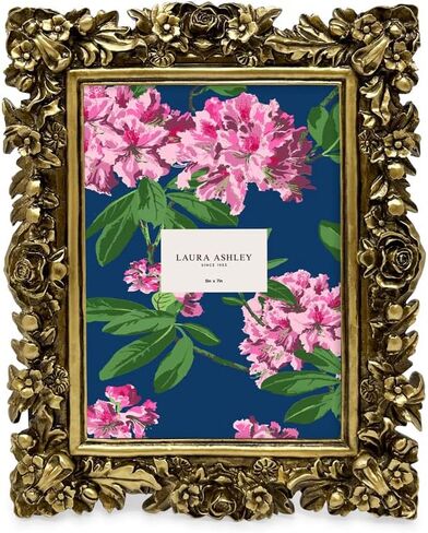 Laura Ashley 4x6 Pink Floral Textured Hand-Crafted Resin Picture Frame with Easel, for Tabletop & Wall Display, Decorative Floral Design Home Décor, Photo Gallery, Art & More (4x6, Pink) in Saudi Arabia