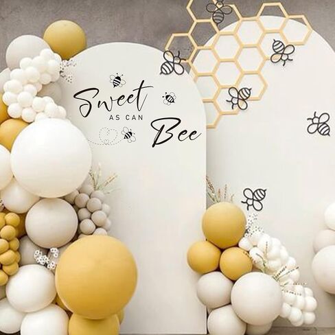 لافتة استحمام الطفل What Will Baby Bee - ملصق علامة تكشف عن الجنس، ديكورات حمام الطفل بطابع نحلة العسل للحفلات، قوس البالون، الخلفية... in Kuwait