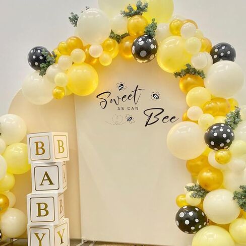 لافتة استحمام الطفل What Will Baby Bee - ملصق علامة تكشف عن الجنس، ديكورات حمام الطفل بطابع نحلة العسل للحفلات، قوس البالون، الخلفية... in Kuwait