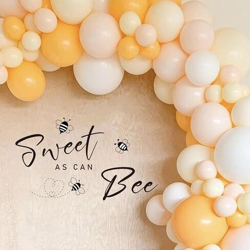 لافتة استحمام الطفل What Will Baby Bee - ملصق علامة تكشف عن الجنس، ديكورات حمام الطفل بطابع نحلة العسل للحفلات، قوس البالون، الخلفية... in Kuwait