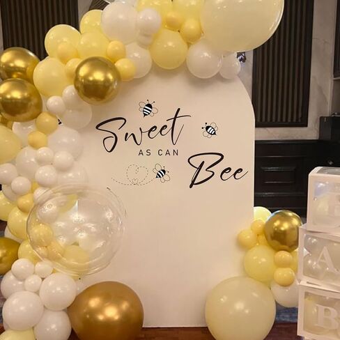 لافتة استحمام الطفل What Will Baby Bee - ملصق علامة تكشف عن الجنس، ديكورات حمام الطفل بطابع نحلة العسل للحفلات، قوس البالون، الخلفية... in Kuwait