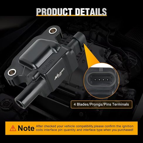 Nilight Ignition Coil UF592 C1638 Automotive Replacement Ignition Coils Fit for BMW 325i 325Ci 328i 330Ci 335i 525i 528i 530i 535i 545i 745Li X3 X5 M5 M6 Z4-2.5 3.0 4.4 4.8L Engine 0221504470-6 Pack in Saudi Arabia