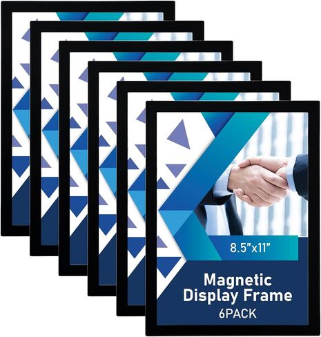 6 Packs Magnetic Poster Frame - Black A4 Magnetic Sheets with Adhesive Backing, Poster Picture Photo, Kids Children Artwork Frame,Certificate Frame for Refrigerator Glass Door Cubicle, 8 x11.5 inches in Saudi Arabia