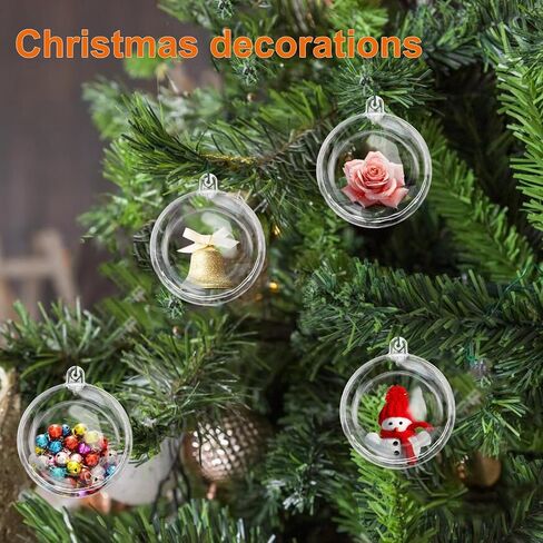 40 Pcs 4 Inch Clear Acrylic Fillable Balls, Christmas DIY Fillable Ornaments Balls, Acrylic Ornaments Ball for Christmas, Holidays, Weddings, Parties, and Home Decor in Saudi Arabia