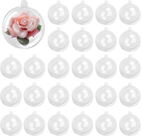 40 Pcs 4 Inch Clear Acrylic Fillable Balls, Christmas DIY Fillable Ornaments Balls, Acrylic Ornaments Ball for Christmas, Holidays, Weddings, Parties, and Home Decor in Saudi Arabia