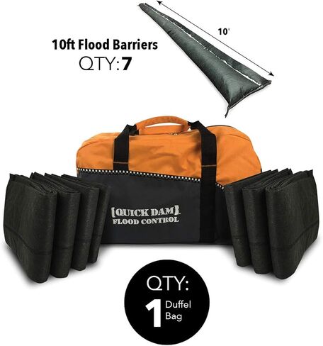 Quick Dam QDDUFF17-4 Barriers 17ft Flood Barrier Duffel Kit, 17-ft 4 Pack, Black, 4 Piece in Kuwait