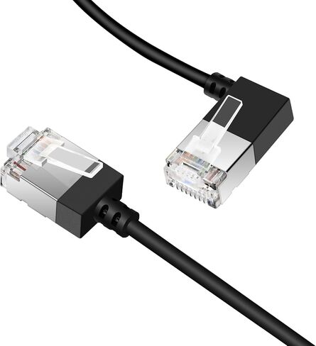Ultra Thin Ethernet Cable 90° Downward Angle 5Feet. Flexible and Slim Rj45 Cat 6 LAN cord Gigabit Applicable to PC.Router. Printer.(Black) in Saudi Arabia