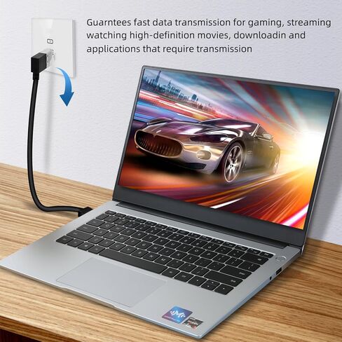 Ultra Thin Ethernet Cable 90° Downward Angle 5Feet. Flexible and Slim Rj45 Cat 6 LAN cord Gigabit Applicable to PC.Router. Printer.(Black) in Saudi Arabia