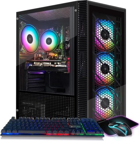 STGAubron-Gaming PC Computer Desktop-RX 560 4GB-Intel i7 Xeon E5 3.0GHz-16GB RAM-512GB SSD WiFi BT-5.0,W10H64, RGB Fanx3, RGB Keyboard & Mouse & Mouse Pad-Gaming Computer Tower-for Gamer,Streaming in Saudi Arabia
