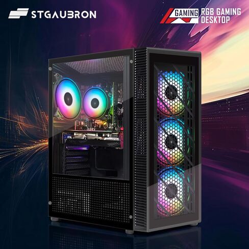 STGAubron-Gaming PC Computer Desktop-RX 560 4GB-Intel i7 Xeon E5 3.0GHz-16GB RAM-512GB SSD WiFi BT-5.0,W10H64, RGB Fanx3, RGB Keyboard & Mouse & Mouse Pad-Gaming Computer Tower-for Gamer,Streaming in Saudi Arabia