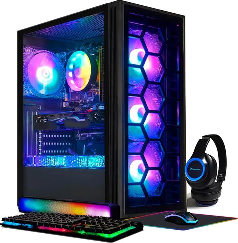STGAubron-Gaming PC Computer Desktop-RX 560 4GB-Intel i7 Xeon E5 3.0GHz-16GB RAM-512GB SSD WiFi BT-5.0,W10H64, RGB Fanx3, RGB Keyboard & Mouse & Mouse Pad-Gaming Computer Tower-for Gamer,Streaming in Saudi Arabia