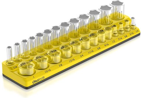 Olsa Tools Magnetic Socket Organizer | 6 Piece Socket Holder Set | 1/2-inch, 3/8-inch, & 1/4-inch Drive | Metric Black, SAE Green | Holds 143 Sockets | Professional Quality Tool Organizers in Saudi Arabia