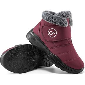 Winter Snow Boots for Women Waterproof: Black 8 Fur Lined Warm Womens Boots Anti Slip Hook Loop Comfortable Booties Outdoor