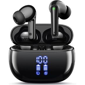 Ear Buds Wireless Earbuds - Bluetooth Headphones 40H Playtime LED Display Deep Bass Stereo in-Ear Earphones with IPX7 Waterproof for iPhone Android Phone Tablet Laptop, White