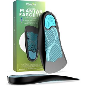 Welnove Plantar Fasciitis Relief Insoles - 3/4 Anti-Slip & Arch Support Inserts - Plantar Fasciitis Insoles - Heel Cups Orthotic Cushions - Women's 6-10